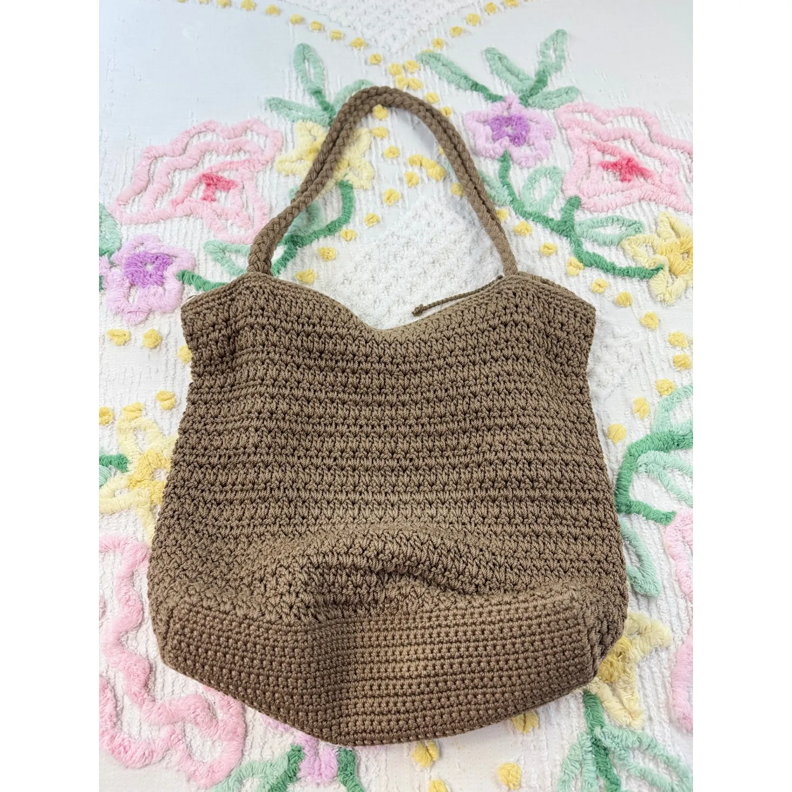 The‎ Sak Crochet Tote Bag Brown Hobo Shoulder Bag - Image 2