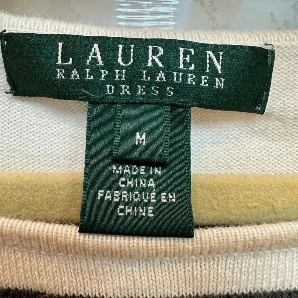 Lauren Ralph Lauren Ombre Grey White Black Striped Sweater Midi Dress Size Med M - Image 7