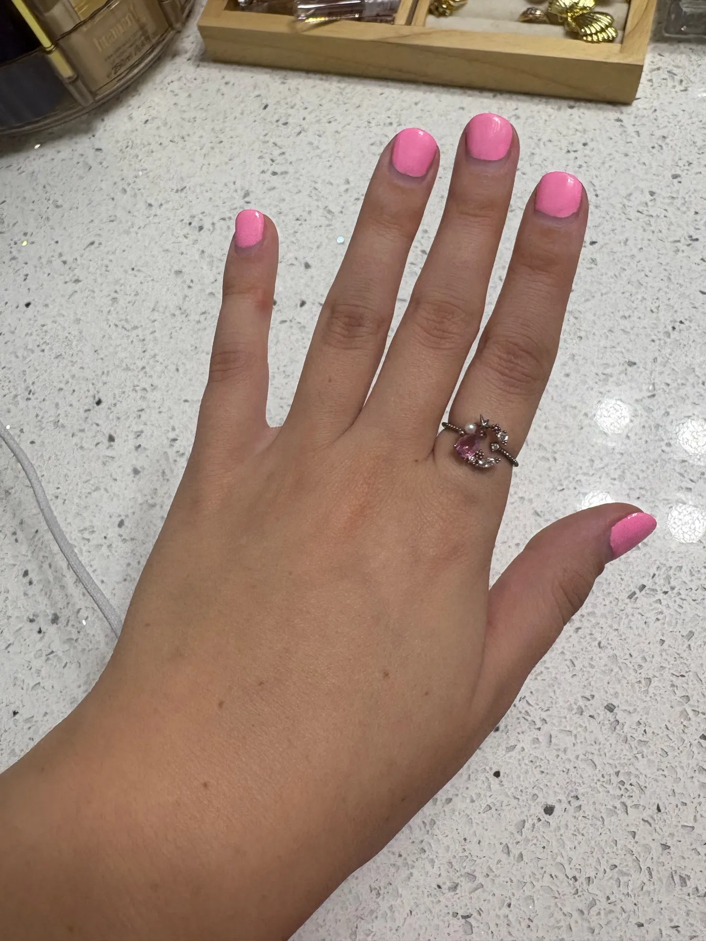 Girl’s Crew pink rose gold moon ring - Image 2