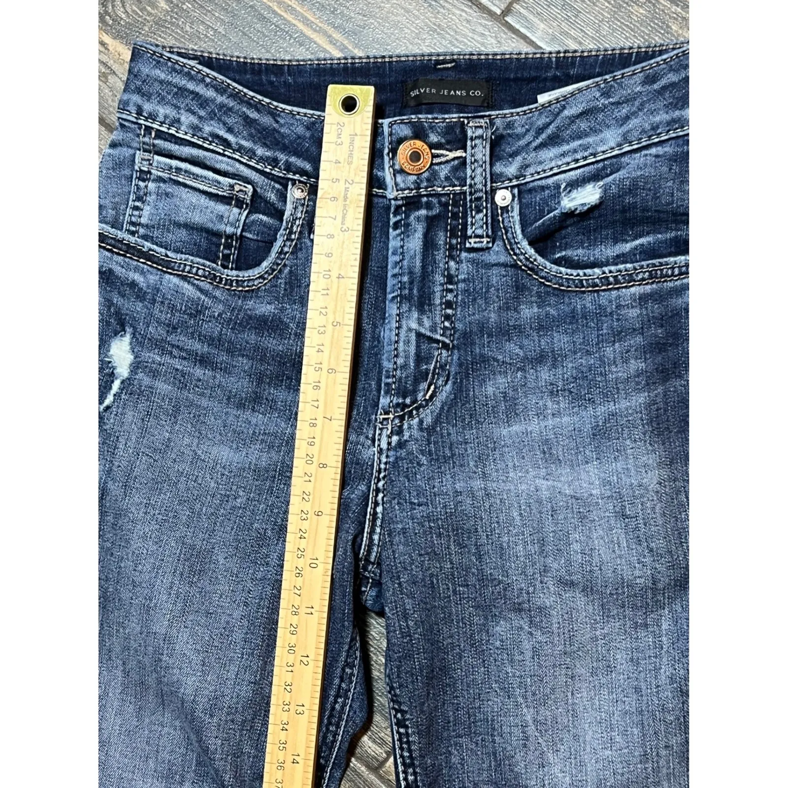 Silver Jeans Co Avery Skinny Crop Jeans Distressed Blue Denim W26 L26 Size 26 - Image 7