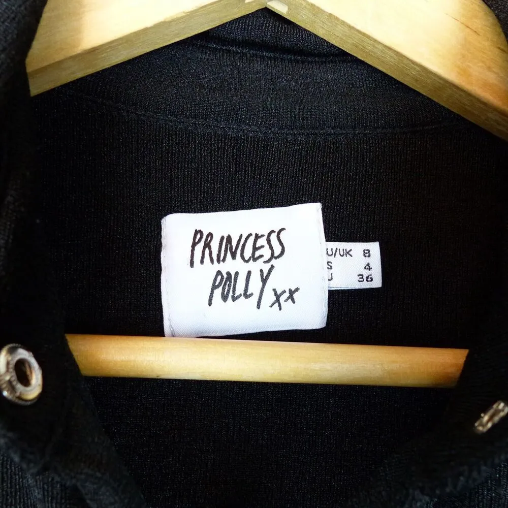 Princess Polly Elody Dress Women US 4 S Black Mini Button Stretch Bodycon Goth - Image 9