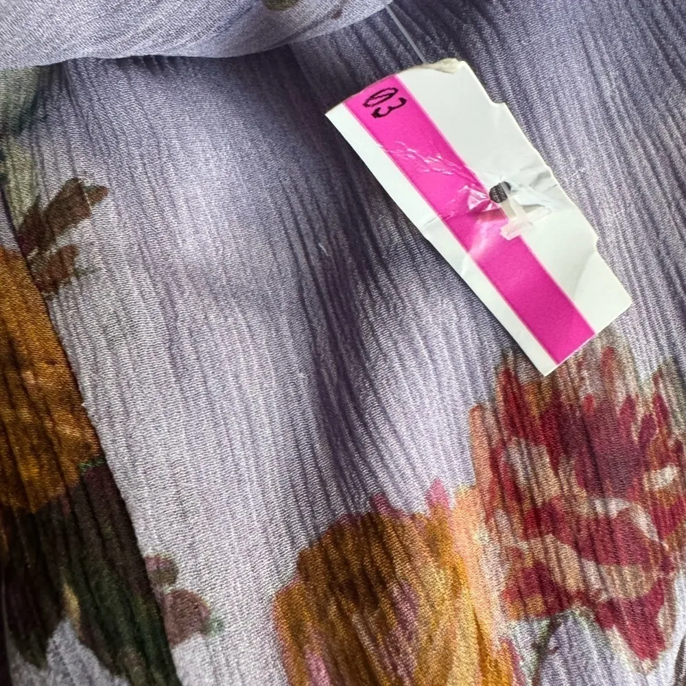 Paige Anjelina Lavender Purple Silk Floral Print Long Sleeve Mini Dress Sz S New - Image 9