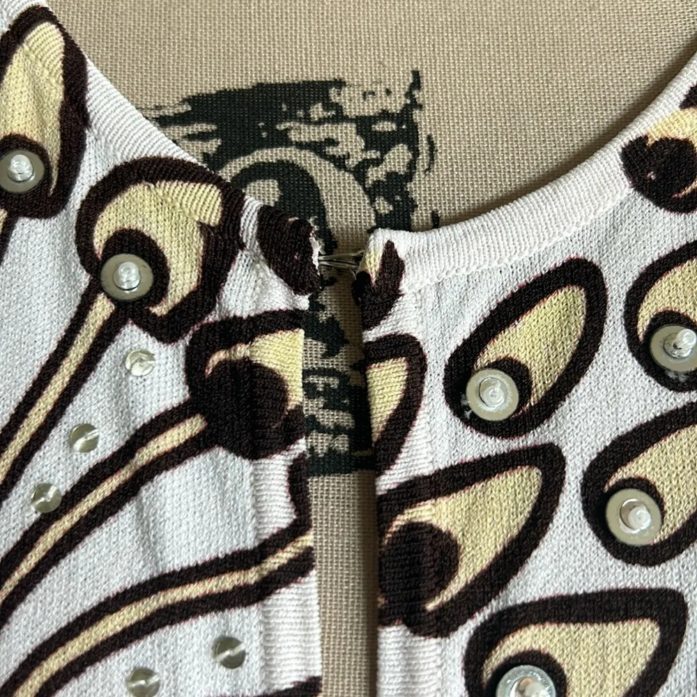 Alberto Malaki Floral Beaded Paisley Top Cardigan Size Large - Image 6