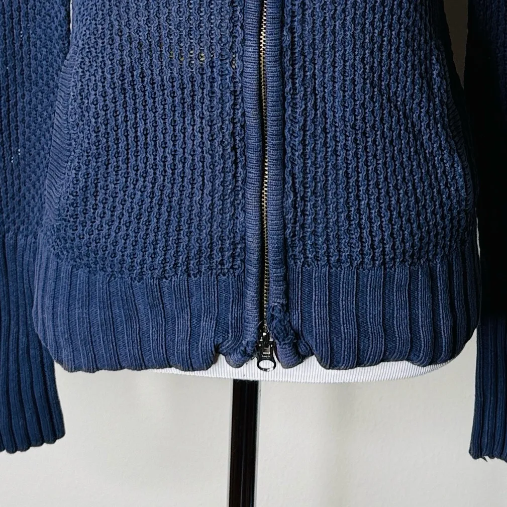 American Eagle Blue Zip Hooded Cardigan - Image 6