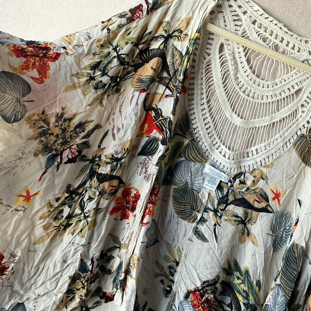 FINAL MARKDOWN Rachel Zoe multi color Patterned  style short sleeve coverup osfm - Image 4