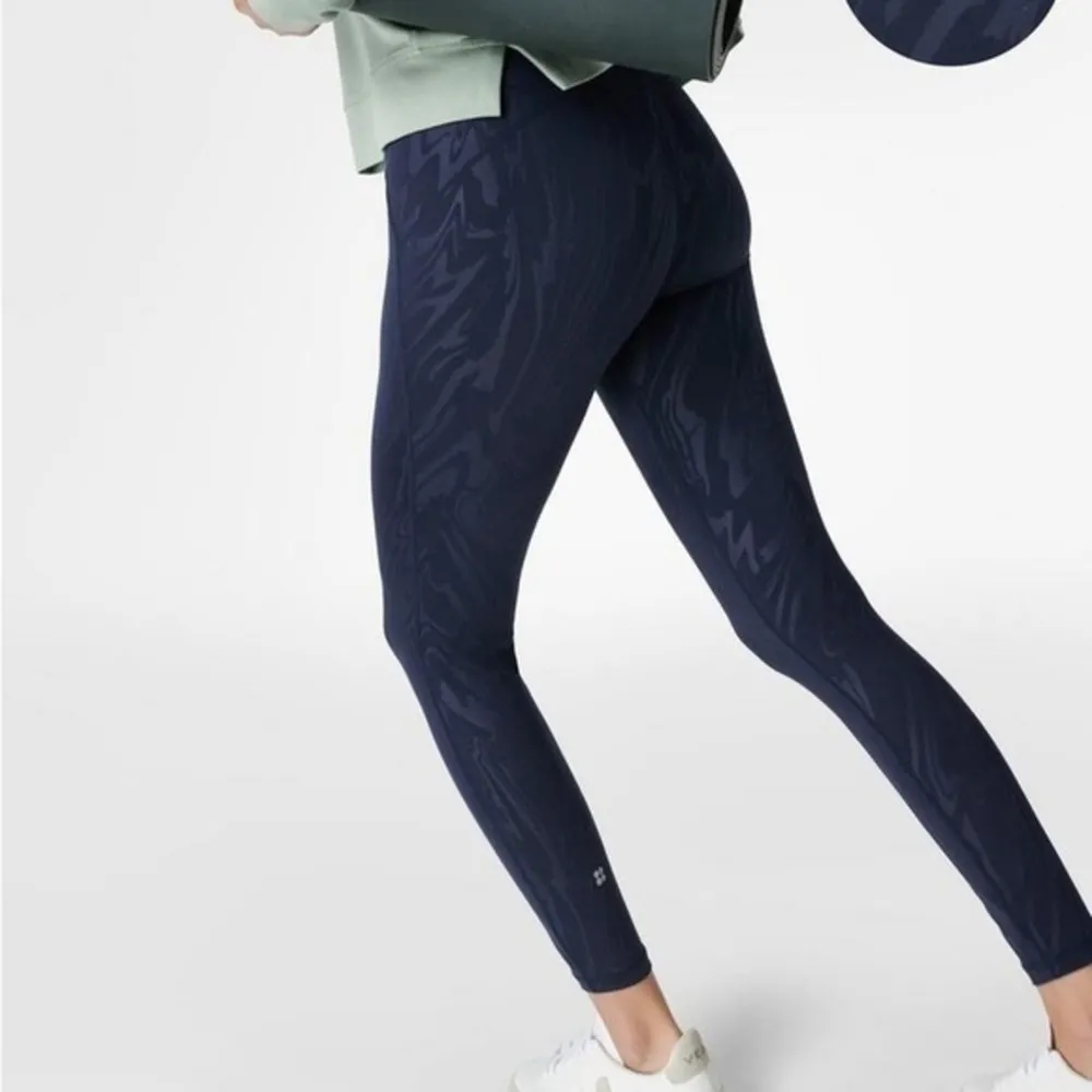 Sweaty Betty All Day Emboss Navy Blue 7/8 High Rise Athletic Yoga Leggings XS - Image 2
