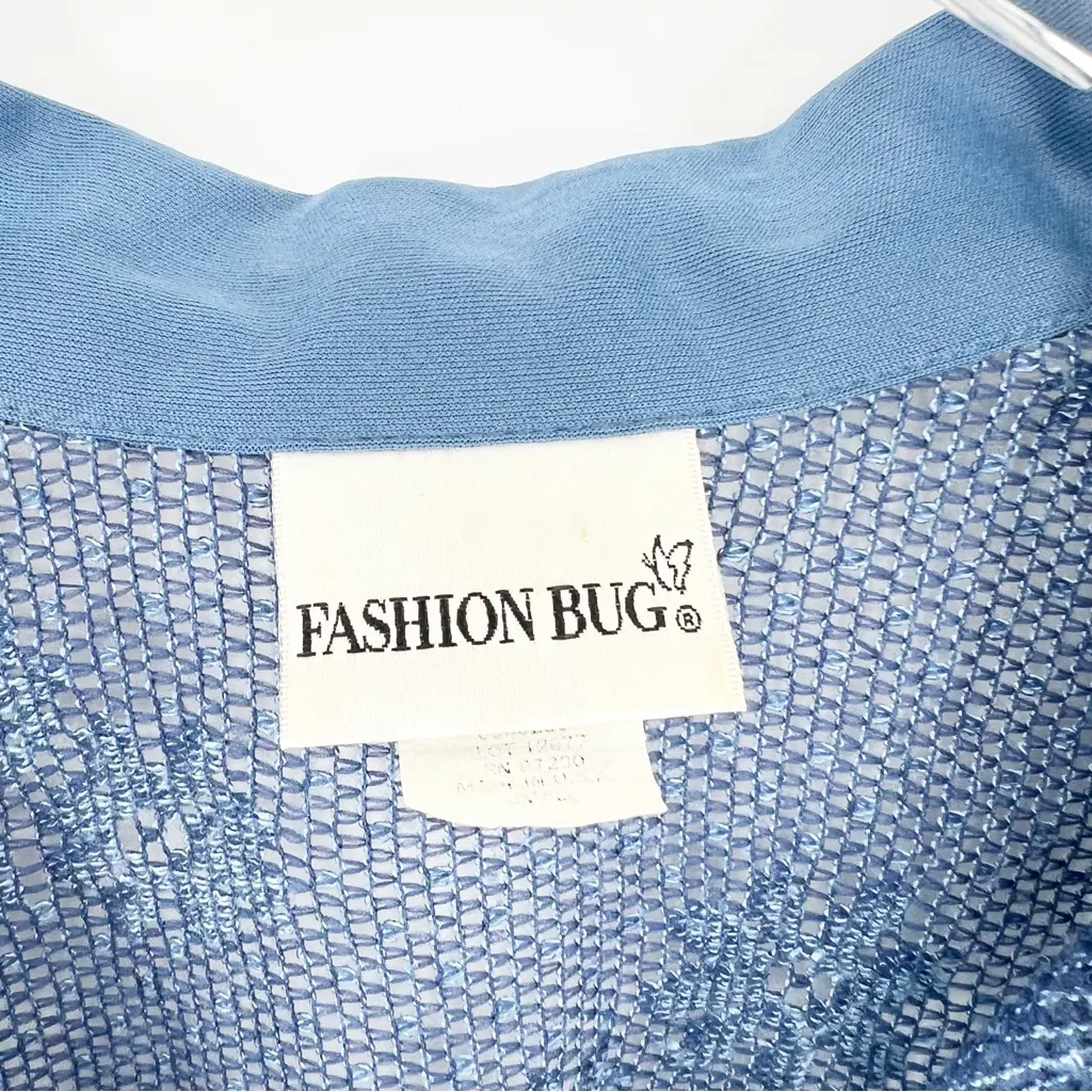 Fashion Bug Vintage Y2K Mesh‎ Collared Top S Blue - Image 4