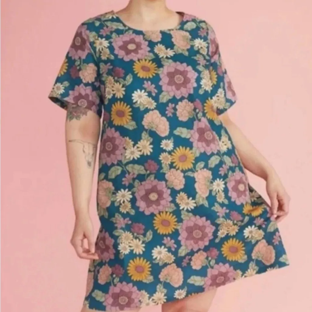 ModCloth X Princess Highway Floral Linen Cotton Swing Dress Retro Coastal Boho - Image 3