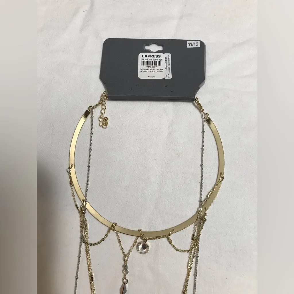 Express Gold Tone Multi-Layered Choker Necklace 4.5” x 4” + extender - Image 5