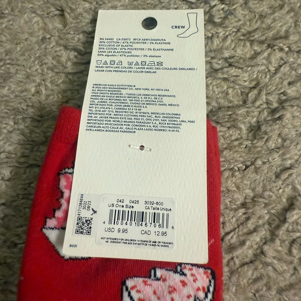 Aerie American Eagle AE Red Pink Christmas Graphic Women’s Crew Socks Set - Image 7