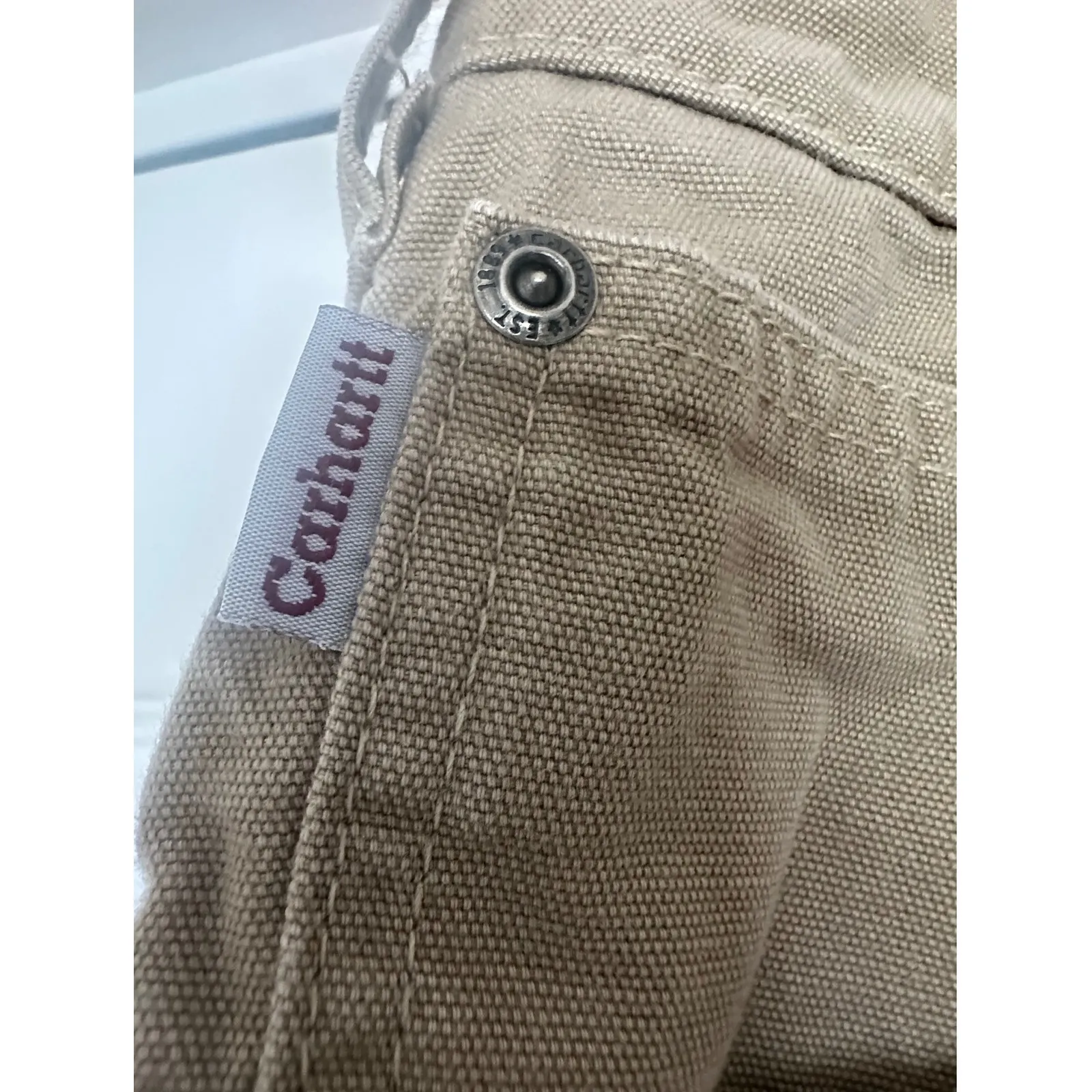 Carhartt  Women's Tan Canvas Cargo Work Pants Utility Carpenter Pockets Sz 14 - Image 4