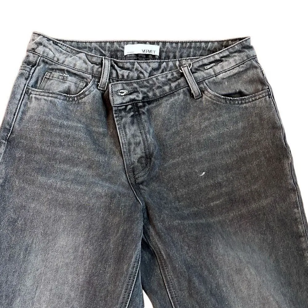 Vervet Kassie Boyfriend Crossover Jeans Gray Ripped Distressed Size 26 - Image 2