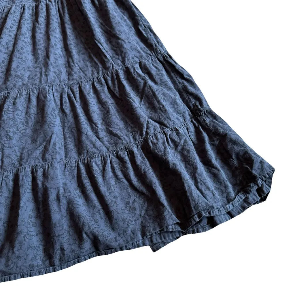 Lacusa Savannah Shift Dress Flowy Bohemian Midi Long Sleeve Navy Size Small Blue - Image 4