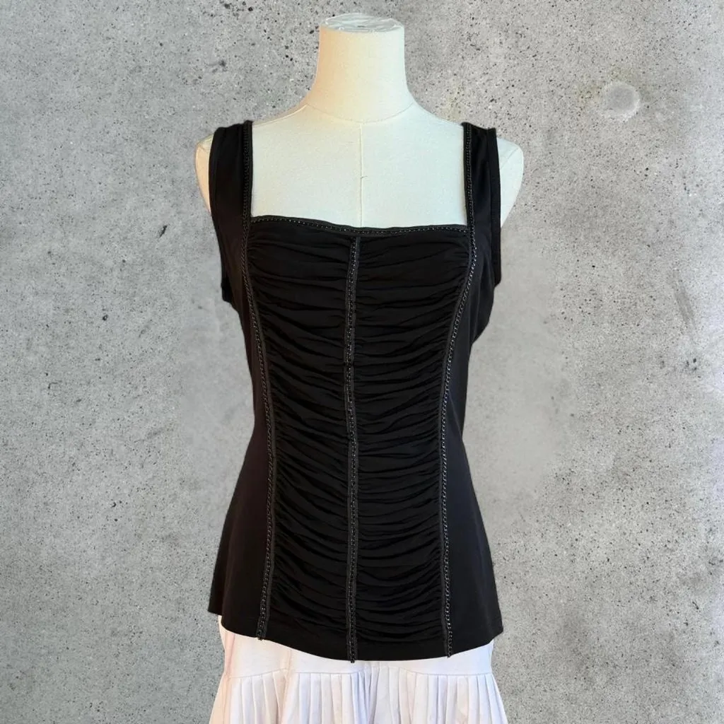 2000s black ruched tank top - Image 2
