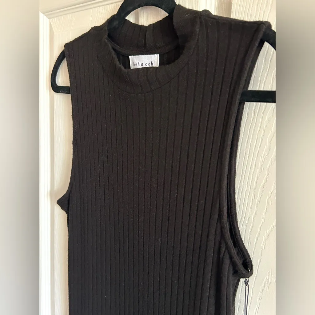 BELLA DAHL Women’s Black Ribbed‎ Sleeveless Midi Dress Size Small NWT - Image 3