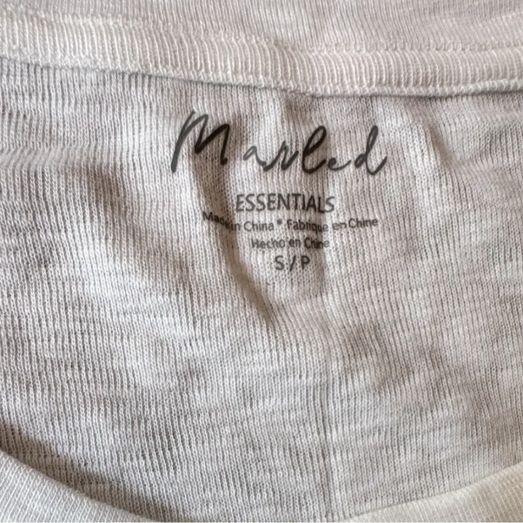 Marled Essentials Short Sleeve Crew Neck Cap Sleeve Tee Sz S NWT White - Image 5