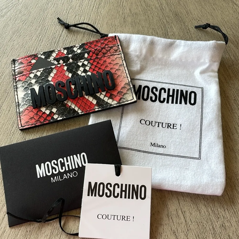 Moschino Couture Python Print Leather Card Holder NEW with tags in box - Image 3