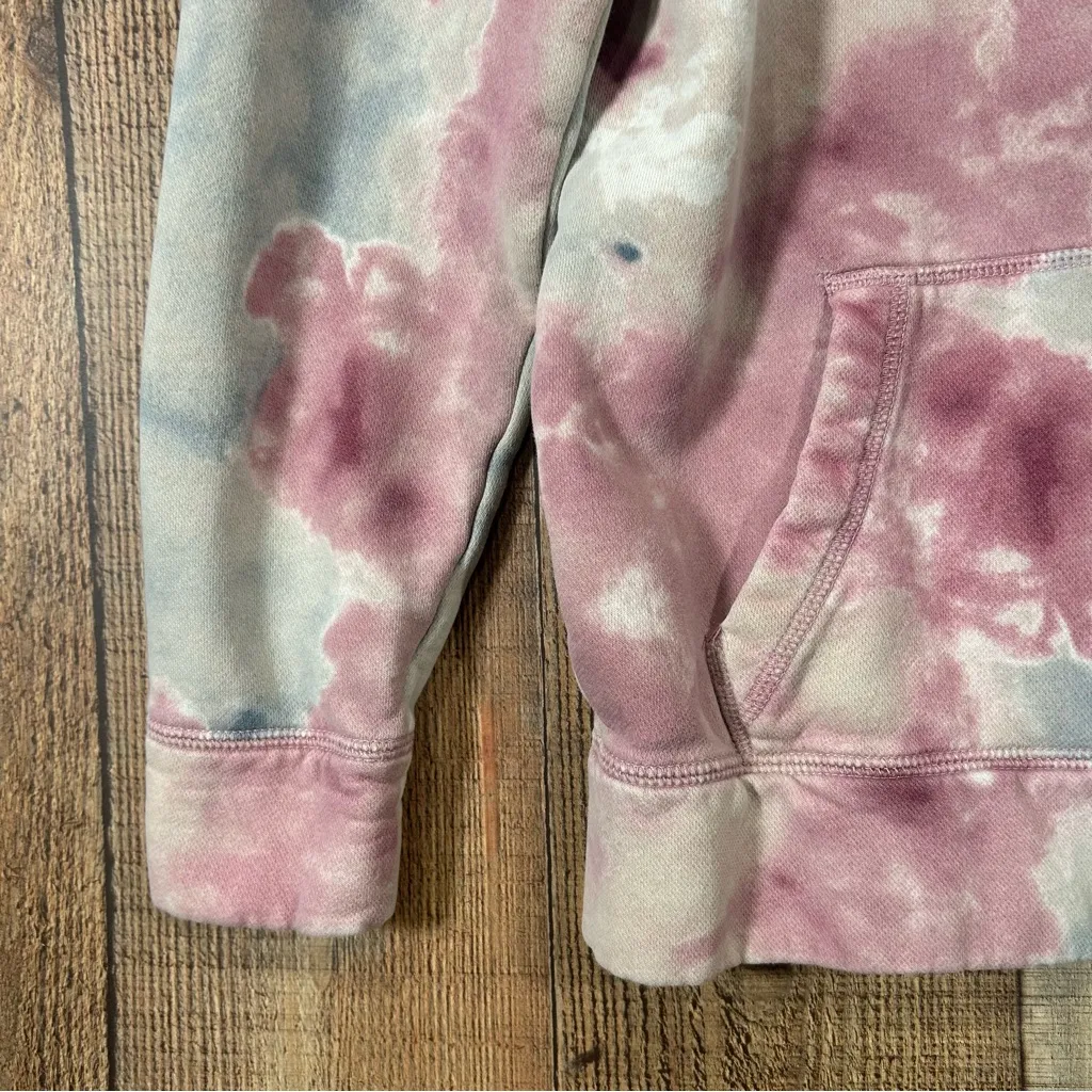 Hollister Pink Blue Tie Dye Hoodie XS Pullover Sweatshirt Logo Cozy Soft - Image 3