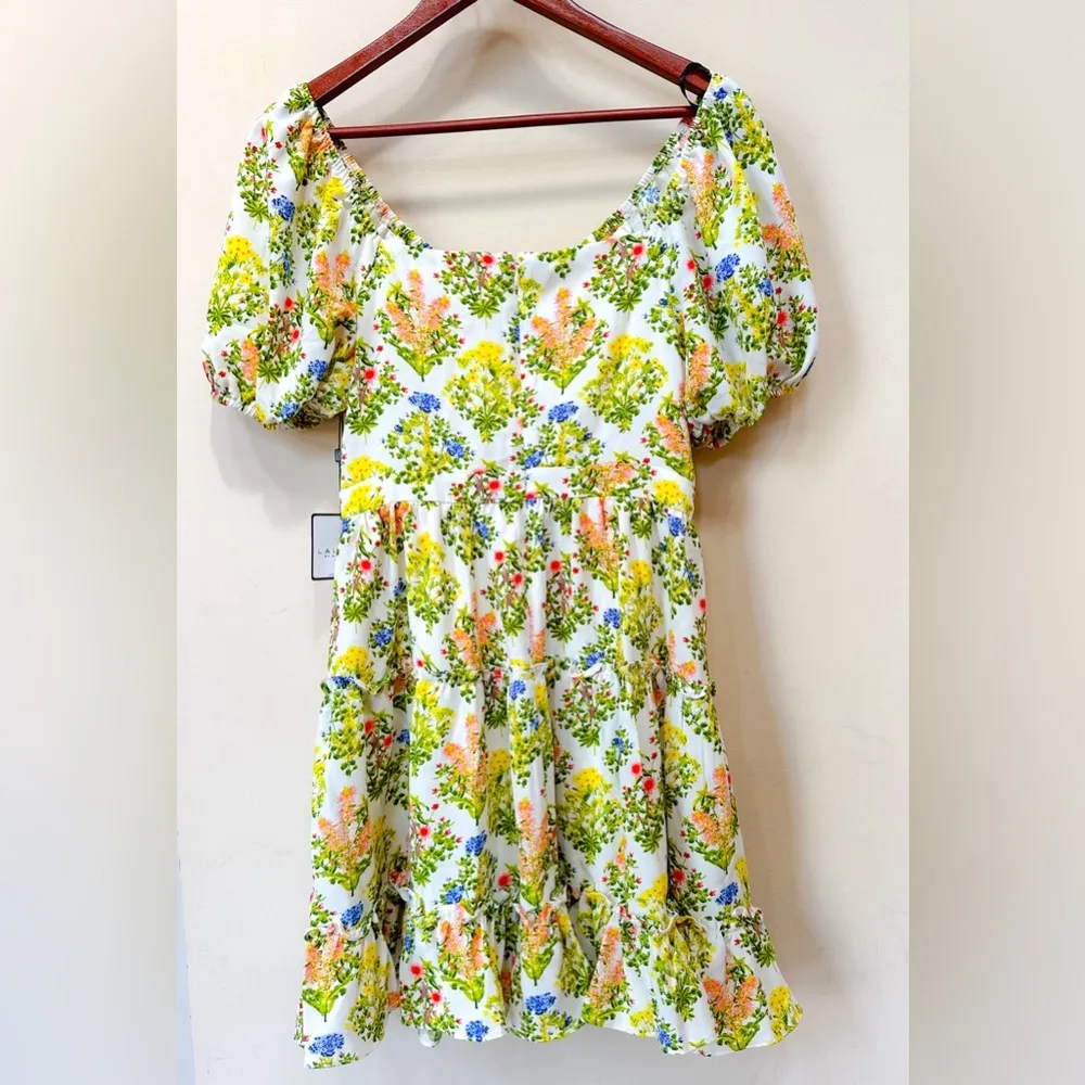 Laundry by Shelli Segaul. Puff sleeve, floral, mini dress. Sz 8 - Image 2
