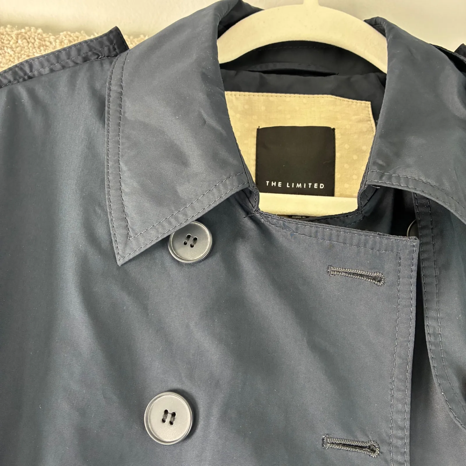 The Limited Womens Trench Coat Medium Blue Rain Lightweight Jacket Casual Career - Image 3