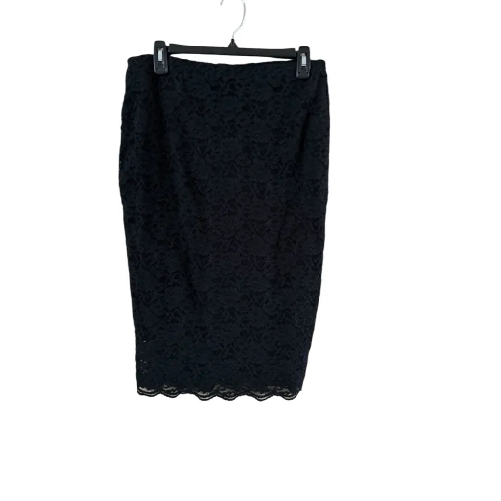 Women's Vince Camuto Black Lace Pencil Skirt M - Image 2