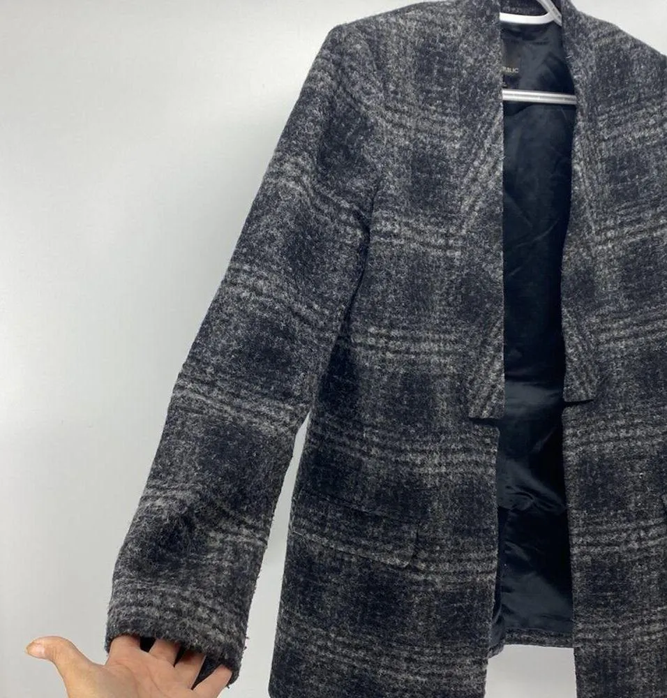 Banana Republic plaid wool blend open front longline academia preppy classic  6 - Image 5