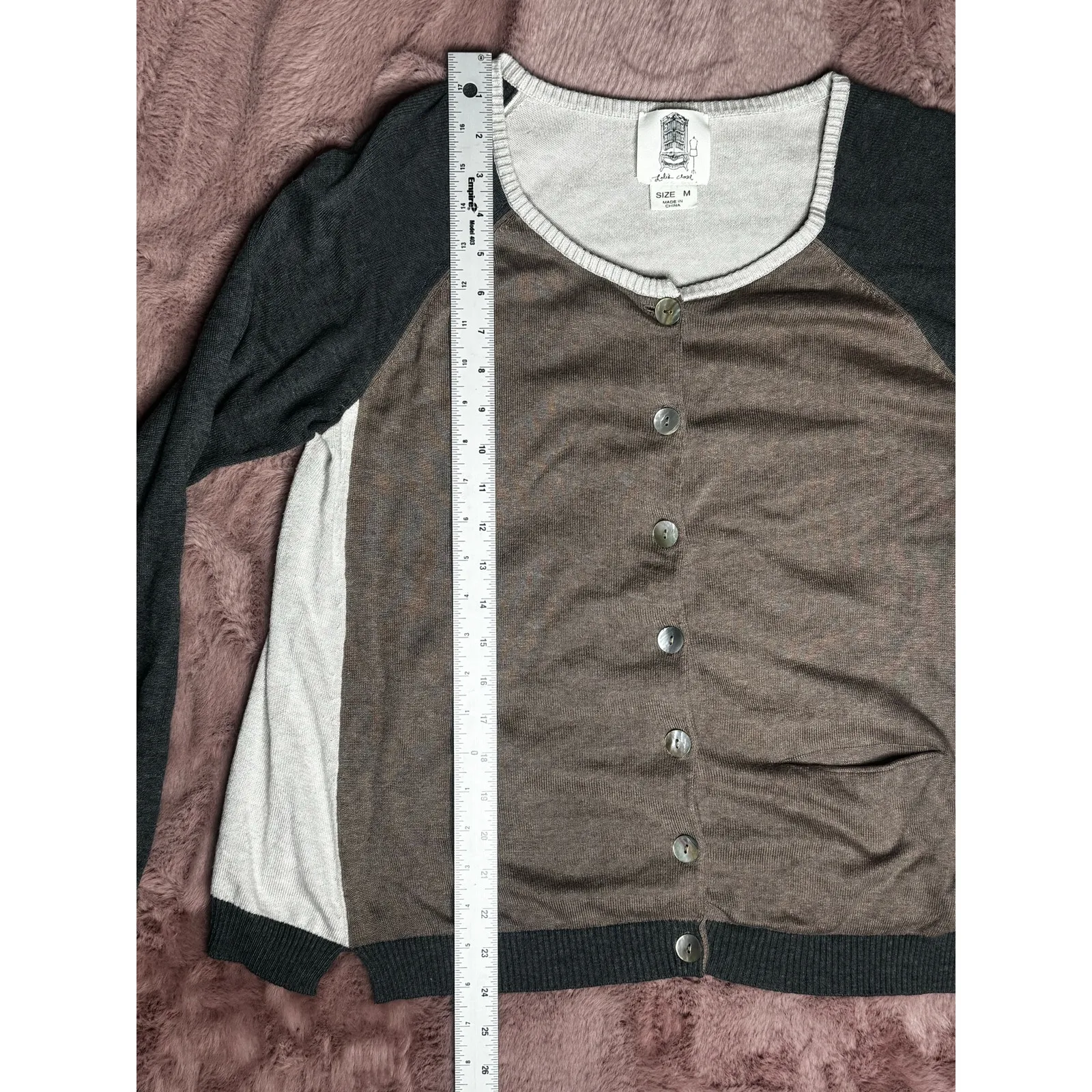 Lili’s Closet Women’s Medium Multitone Cardigan Polished Button Top Brown - Image 6