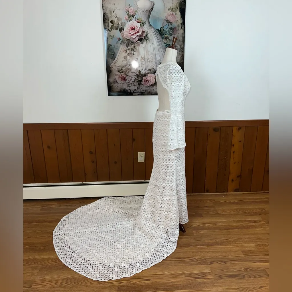 Gorgeous Ti Adora by Allison Webb Riley Crochet Lace Wedding Gown! White Size 8 - Image 5