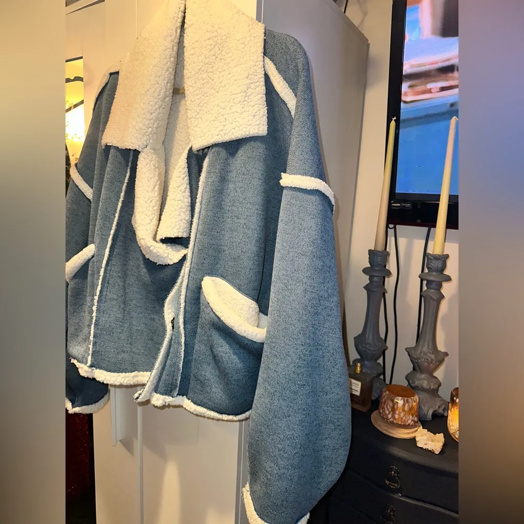 FREE PEOPLE Josephine Fleece Lined Jacket In Blue - Image 9