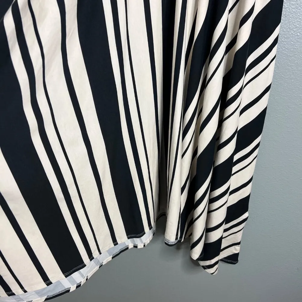 NWOT Soft Surroundings V-Neck Stripe‎ Midi Dress Asymmetrical Hem Puff Sleeve PM - Image 5