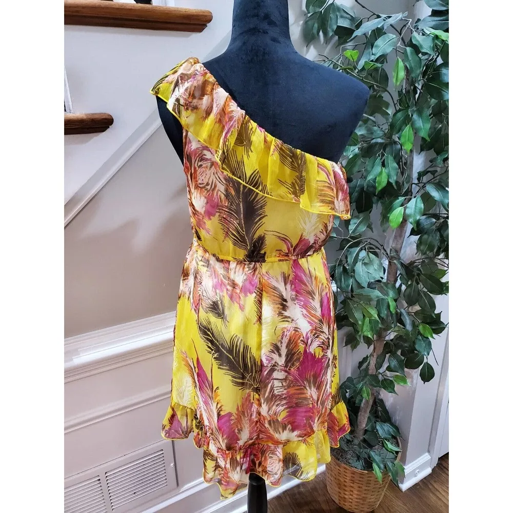 Charlotte Russe Women Yellow Polyester One Shoulder Off Knee Length Dress Size M - Image 7