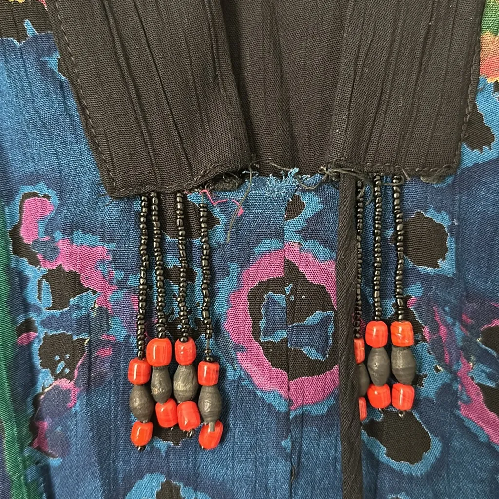 1990’s Carole Little colorful boho bohemian caftan Black Size none - Image 4