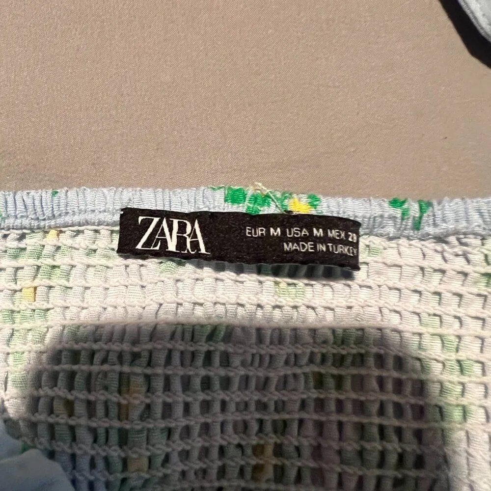 NWT Zara DAISY Floral LINEN BLEND CROP TOP Floral Summer Bra Bralette Festival - Image 8