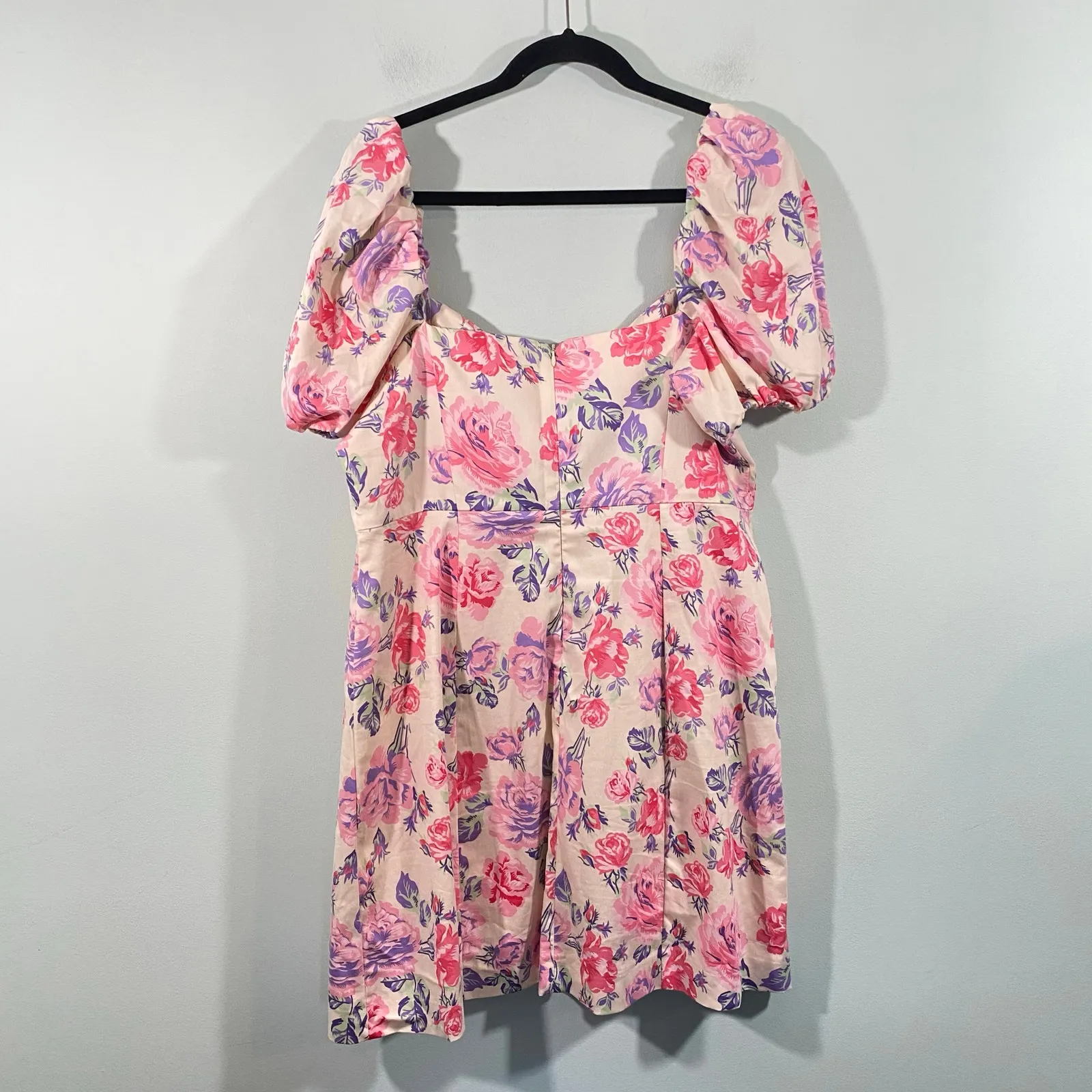 Zara Women Floral Puff Sleeve Lace Up Front Mini Dress Size XXL #4661/334 - Image 7