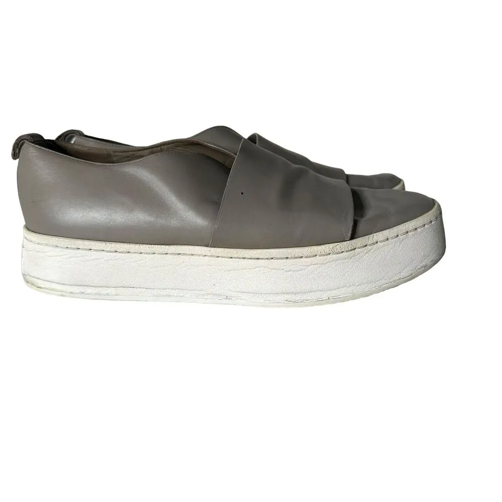 Vince Women's Platform Sneakers Size 9 Wallace Leather Gray Slip On‎ Shoes - Image 6