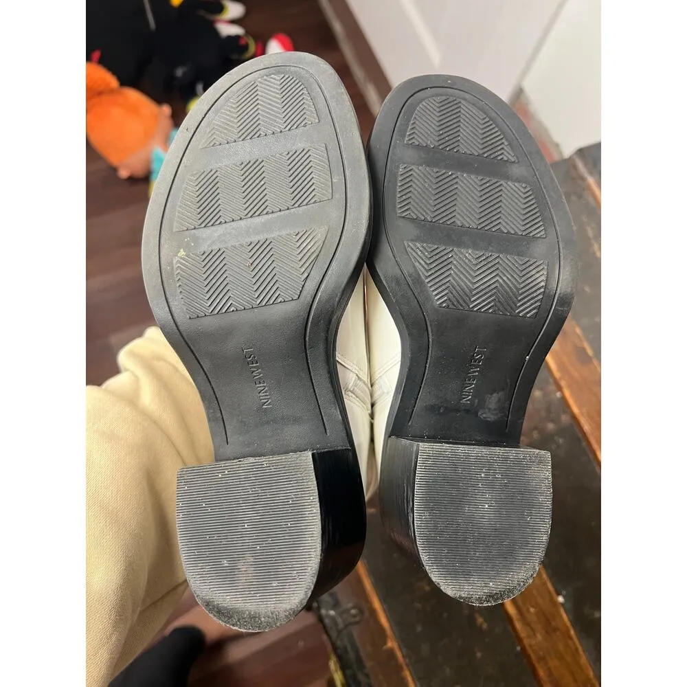 Nine West Fynndelle Lace Up Combat Boots White Ankle Boots 5 - Image 8