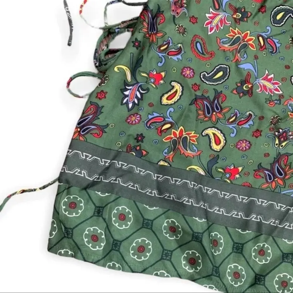 Zara Green Bohemian Fringe Paisley Print Mini Dress Women’s Size Small S NWT - Image 9