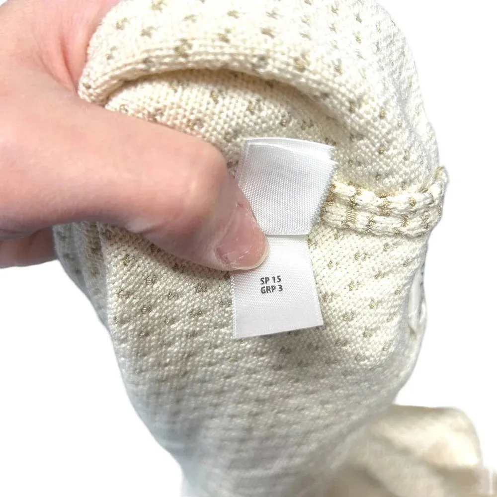 St. John Cream Ivory Stripe Knit Zip Front Sweater Jacket Size‎ XL **Flawed - Image 9