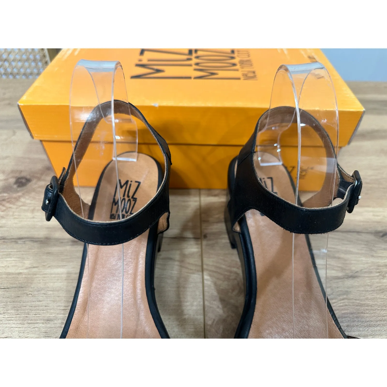 Miz Mooz NYC Gillie Block Heel Platform Sandal Black Leather Size 9/9.5 US 40 EU - Image 7