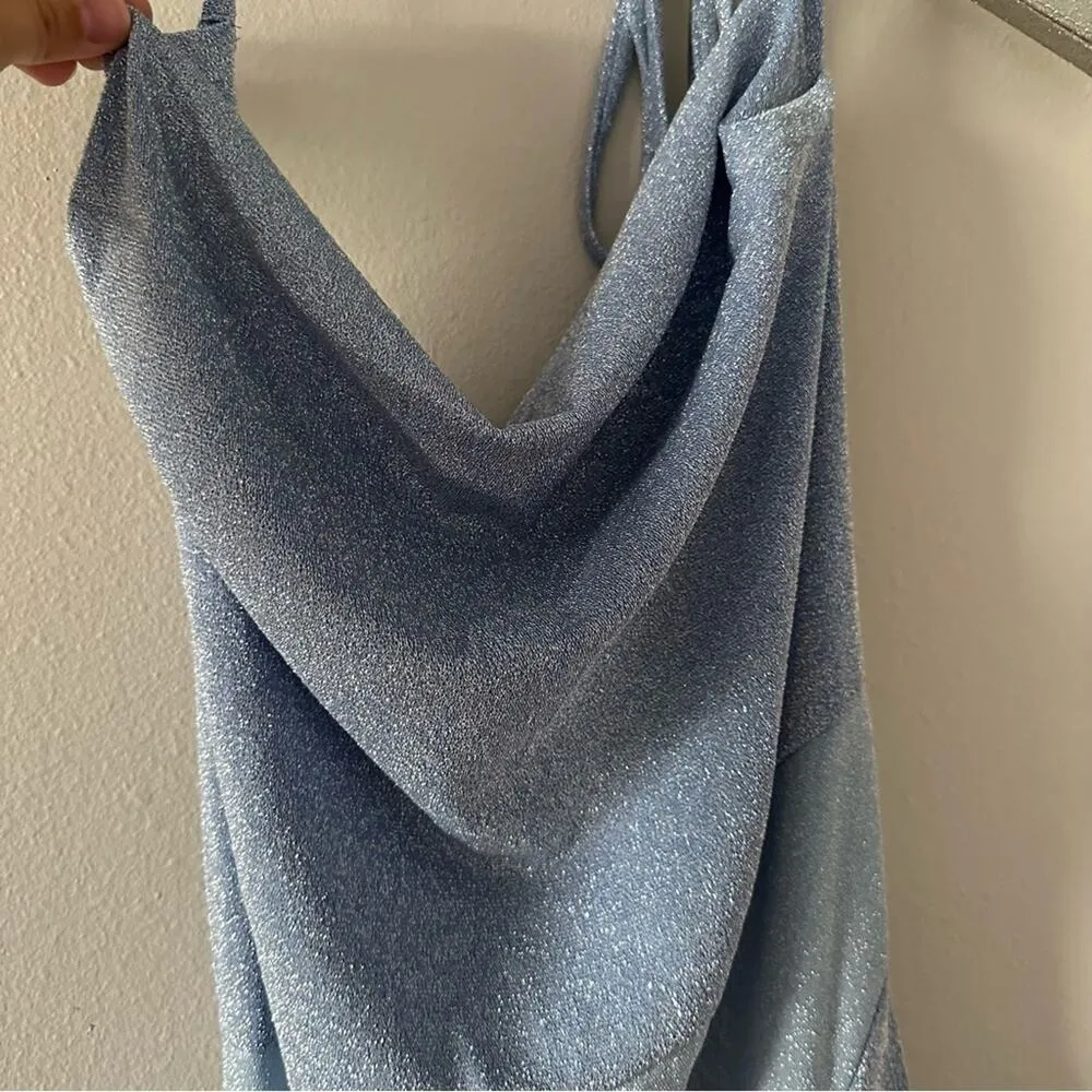 Naked Wardrobe Blue Cowl Neck Halter Dress NEW - Image 2