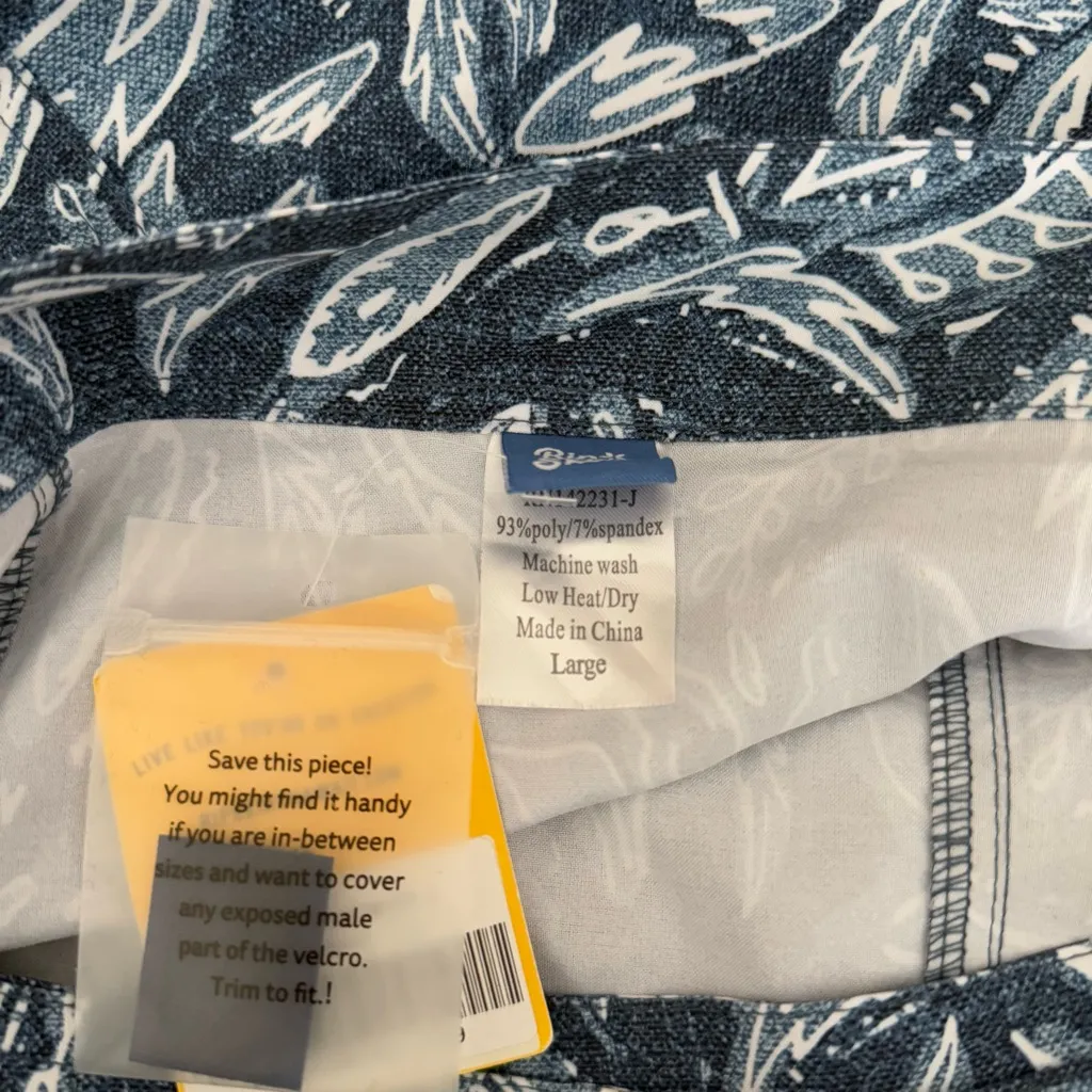 Ripskirt Large NEW Rustica Denim Blue Skirt Midi Velcro Floral Hawaiian Tropical - Image 5