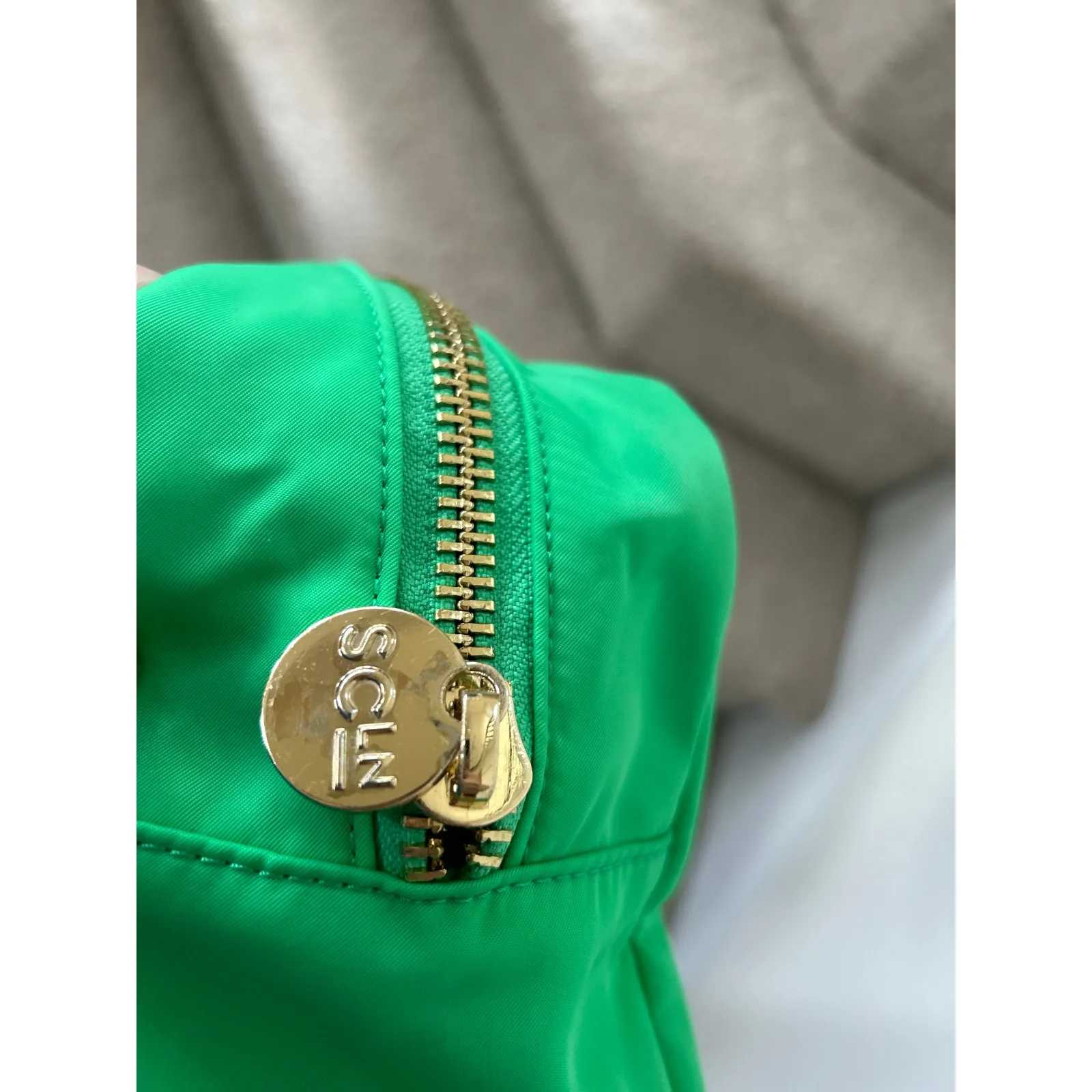 Stoney Clover "Avocado" Kelly Green Gold Zip BG Pearl Monogram Large Pouch - Image 7