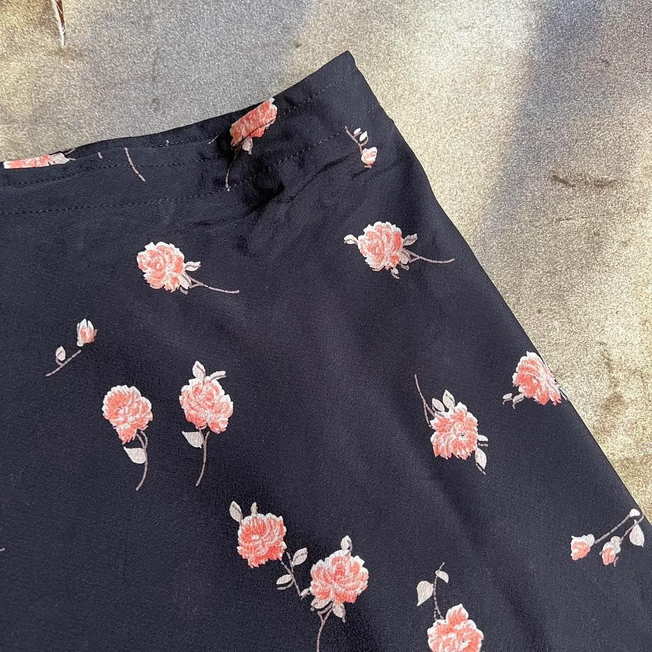 Brandy Melville Black Grunge Floral Mini Wrap Skirt - Image 3