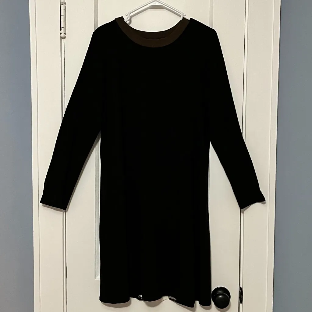 J.Jill  Wearever black brown midi dress size medium neutral lagenlook minimalist - Image 3
