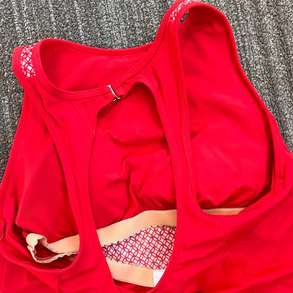 Tropical Escape Swim Dress Swimsuit Cover Up Red 10 New - Image 5