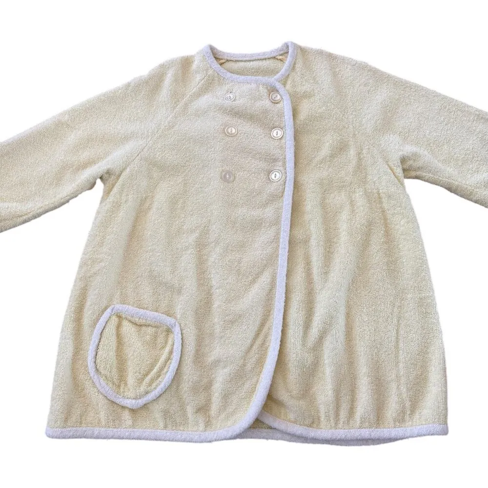 Vintage Terrycloth robe jacket double breasted beach pool vacation yellow medium - Image 11