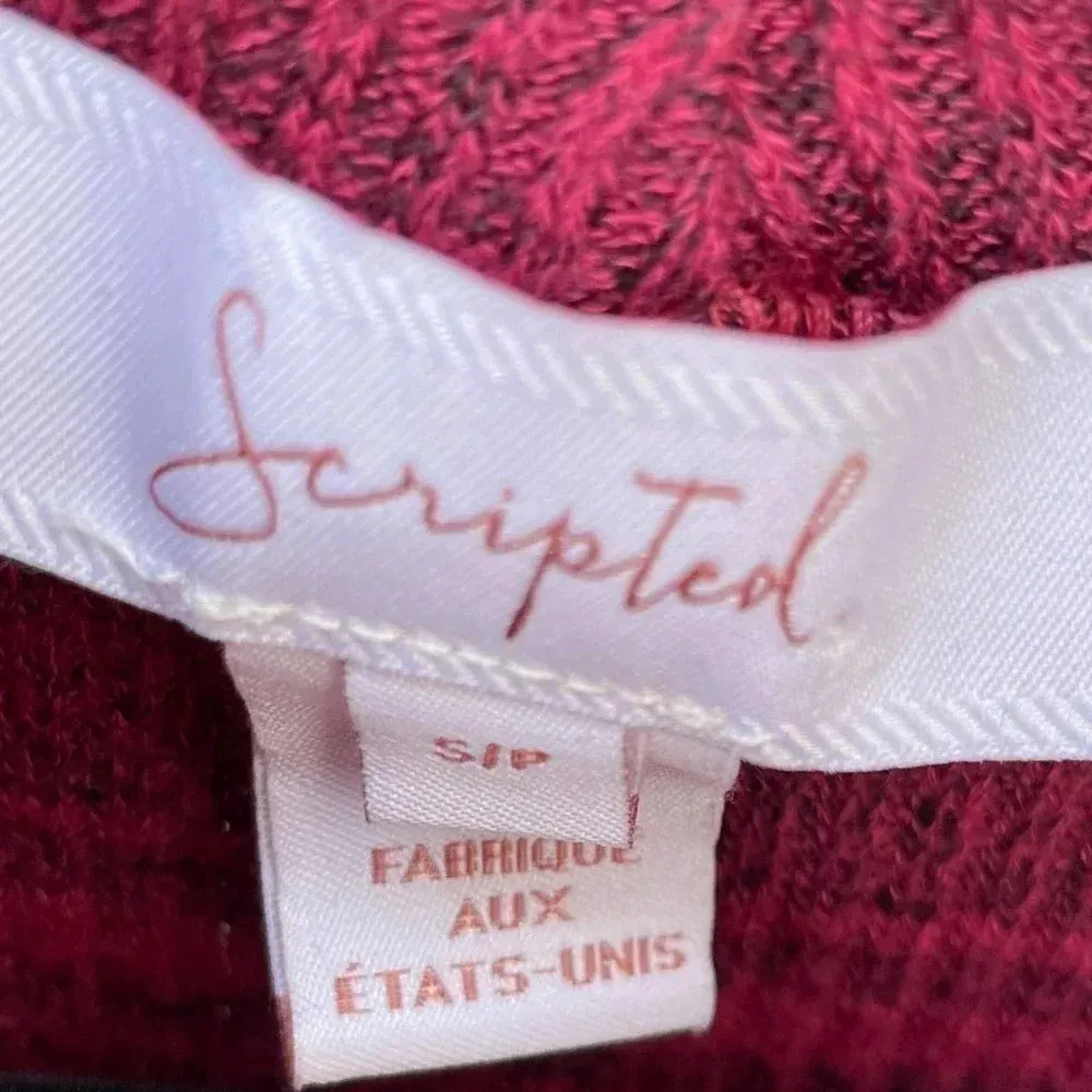 Scripted Cut Out Fitted Long Sleeve Top Red - Image 3