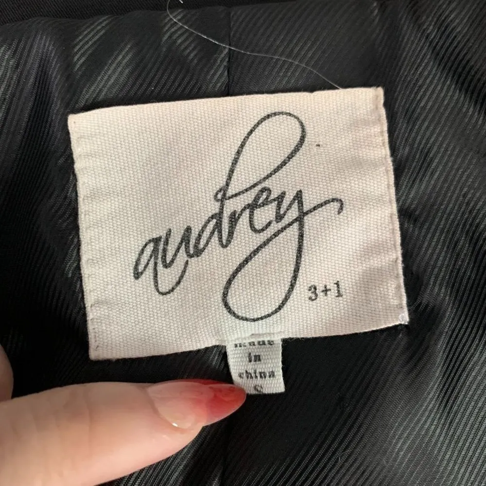 Audrey 3+1 Snap Front Blazer Jacket S Black Ruched Sleeves Lined Pockets - Image 6