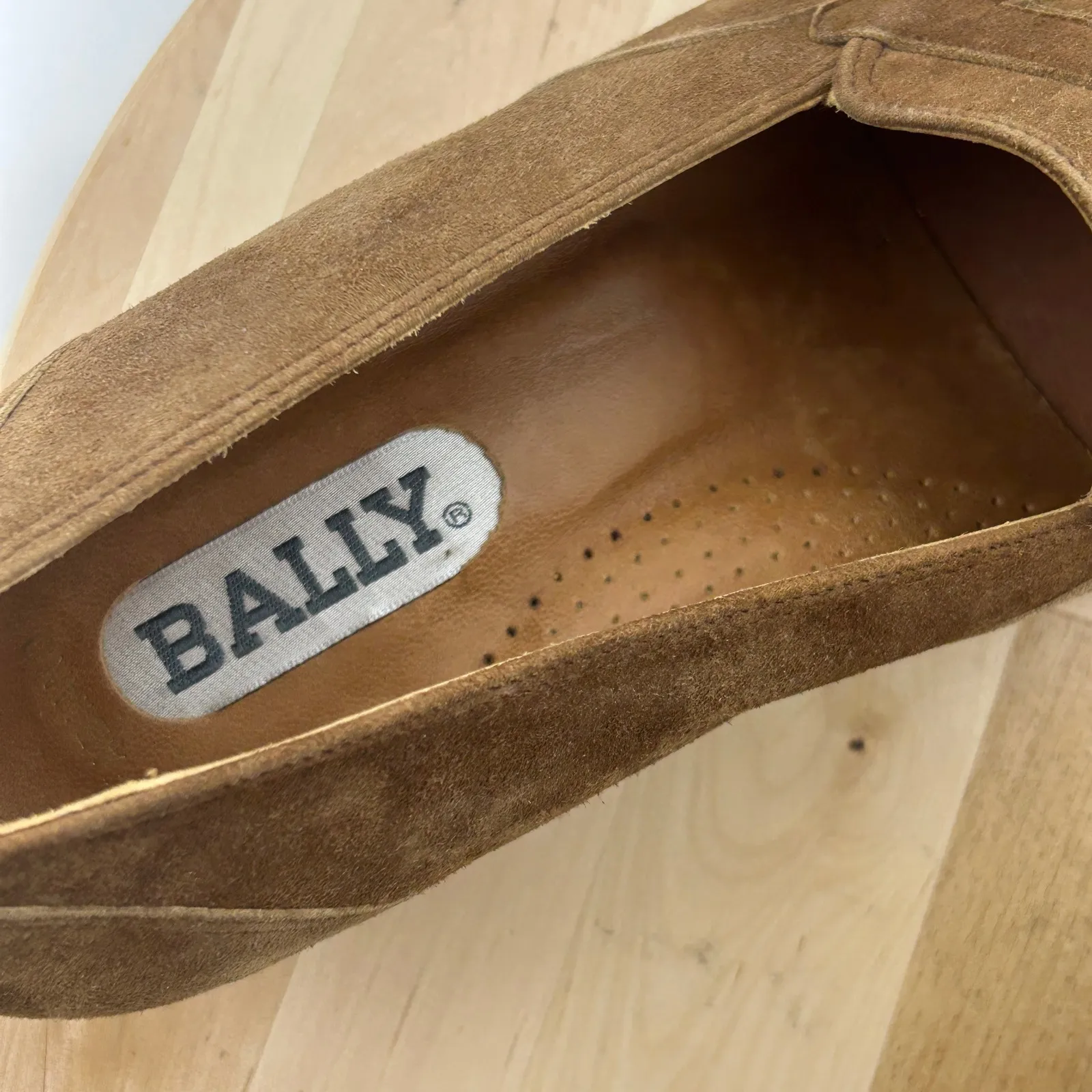 Bally Womens Fabiano Khaki Suede Tassel Slip On Almond Toe Loafers NWT - Image 9