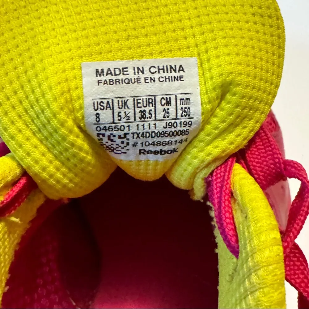 Reebok Women's Sporty Pink & Citron Athletic Workout Running Sneakers Sz 8 - Image 5